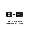 Keyboard shortcuts, cycle through taskbar buttons icon. Can be used for web, logo, mobile app, UI, UX