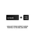 Keyboard shortcuts, highlight from current cursor position to the one line down icon. Can be used for web, logo, mobile app, UI, Royalty Free Stock Photo
