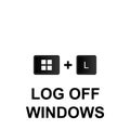 Keyboard shortcuts, log off windows icon. Can be used for web, logo, mobile app, UI, UX