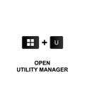 Keyboard shortcuts, open utility manager icon. Can be used for web, logo, mobile app, UI, UX