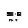 Keyboard shortcuts, print icon. Can be used for web, logo, mobile app, UI, UX