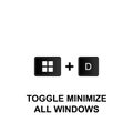 Keyboard shortcuts, toggle minimize all windows icon. Can be used for web, logo, mobile app, UI, UX