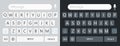 Keyboard for smartphone. Alphabet on keypad for mobile. UI with qwerty on screen. Interface pad in phone with buttons for text,