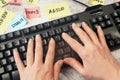 Keyboard and software scrum agile paper task, agile software development methodologies concept Royalty Free Stock Photo