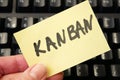 Keyboard and software scrum kanban agile board with paper task, agile software development methodologies concept