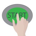 Keyboard Start Power Button Computer or laptop with fingers Vector illustration