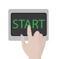 Keyboard Start Power Button Computer or laptop with fingers Vector illustration