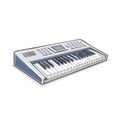 Keyboard synthesizer graphic with black and white keys, digital interface and control panel for music production Royalty Free Stock Photo