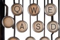Keyboard and typewriter keys, detail. Evolution of technology in writing. Old typewriter type Royalty Free Stock Photo