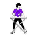 Keyboardist flat contour vector illustration Royalty Free Stock Photo