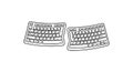 Keyboards split ergonomic pair with quirky hand-drawn outline,tilted angles and minimal detail featuring Royalty Free Stock Photo