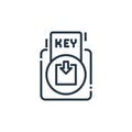 keycard icon vector from hotel essentials concept. Thin line illustration of keycard editable stroke. keycard linear sign for use