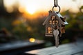 Keychain blows in the wind, representing a secondhand house for sale