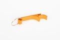 Keychain Bottle Opener key ring orange steel on white background