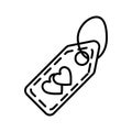 A keychain with heart line icon. Key ring vector illustration isolated on white. Love tag outline style design, designed Royalty Free Stock Photo