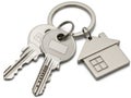 Keychain with house key isolated on white background Royalty Free Stock Photo