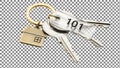 Keychain with House Key and Number Tag Royalty Free Stock Photo