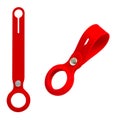 Keychain made of red silicone, isolated on a white background