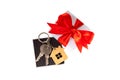 Keychain in the shape of a house with a key ring isolated on white background Royalty Free Stock Photo