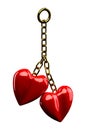 Keychain with a two hearts on white background