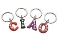 Keychains forming Ciao word