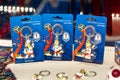 Keychains souvenirs wth Zabivaka wolf the official mascot of FIFA World Cup 2018