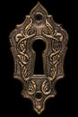 The keyhole, decorative design element, isolated on black background