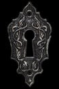 The keyhole, decorative design element, isolated on black background