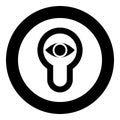 Keyhole eye looking Lock door Look concept icon in circle round black color vector illustration flat style image Royalty Free Stock Photo