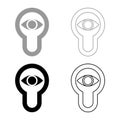 Keyhole eye looking Lock door Look concept icon outline set black grey color vector illustration flat style image