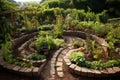 keyhole garden design in a permaculture setting Royalty Free Stock Photo