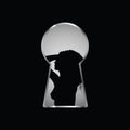 Keyhole with girl silhouette pose illustration