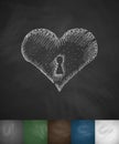 Keyhole heart icon. Hand drawn vector illustration