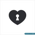 Simple Black Keyhole Heart Icon Vector Template Royalty Free Stock Photo
