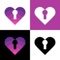 Keyhole and heart shape logo template, locked heart icon, vector illustration design Royalty Free Stock Photo