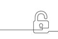 Keyhole icon. Black silhouette lock continuous line isolated on white background. Hand drawn padlock. Secrecy. Hands draw unlock Royalty Free Stock Photo