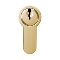 Keyhole icon. Realistic golden locker or padlock key hole for protection, door handle Royalty Free Stock Photo