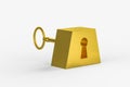 The keyhole with its key background, 3d rendering