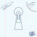 Keyhole line sketch icon isolated on white background. Key of success solution, business concept. Keyhole express the Royalty Free Stock Photo