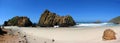 Pfeiffer Beach State Park, Big Sur Landscape Panorama of Pfeiffer Beach with Keyhole Arch, California, USA