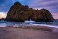 The Keyhole Rock at sunset, at Pfeiffer Beach