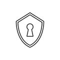 keyhole in the shield icon. Element of cyber security icon for mobile concept and web apps. Thin line keyhole in the shield icon Royalty Free Stock Photo