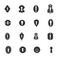 Keyhole silhouette, Vintage keyholes silhouette, Keyhole vector, Door key hole silhouette