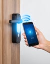 Keyless Entry Using Smartphone and Smart Lock Royalty Free Stock Photo