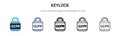 Keylock icon in filled, thin line, outline and stroke style. Vector illustration of two colored and black keylock vector icons Royalty Free Stock Photo