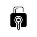 Black solid icon for Keylock, protection and security Royalty Free Stock Photo