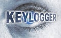 Keylogger eye with matrix looks at viewer concept