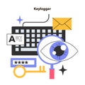 Keylogger. Keystroke logging, dangerous malware recording the keys Royalty Free Stock Photo