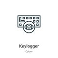 Keylogger outline vector icon. Thin line black keylogger icon, flat vector simple element illustration from editable cyber concept