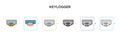 Keylogger vector icon in 6 different modern styles. Black, two colored keylogger icons designed in filled, outline, line and